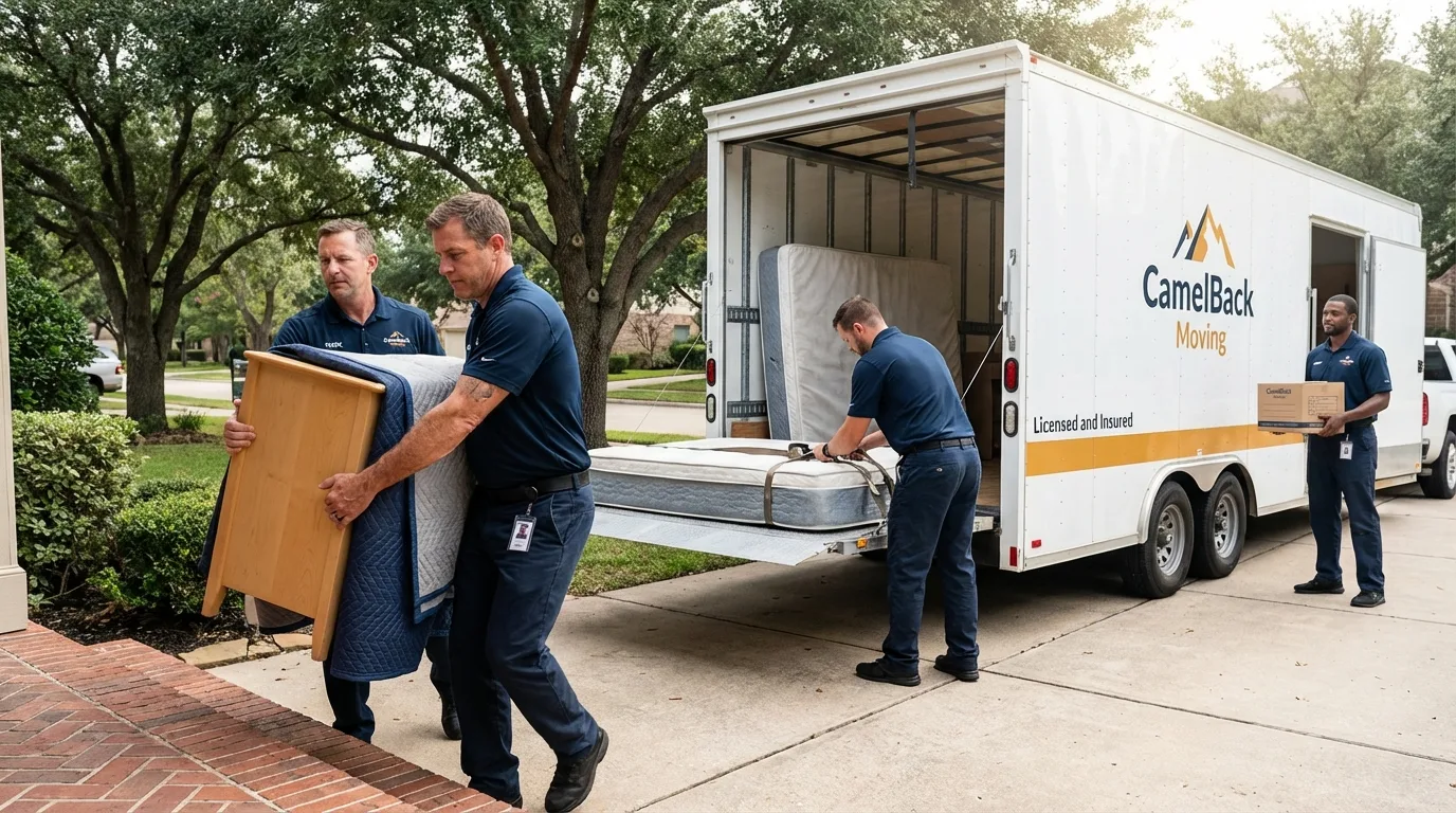 Crew loading residential truck for cross-state move from Salisbury, MD